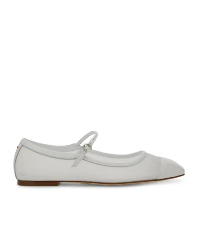 Aeyde Uma Square Toe Mary Jane Flats In White