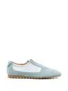 Aeyde Solid Color Suede And Satin Sneakers In Blue