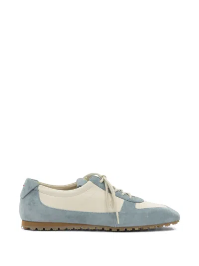 Aeyde Uma Low Sneakers Suede Panels Rubber Sole In Blue