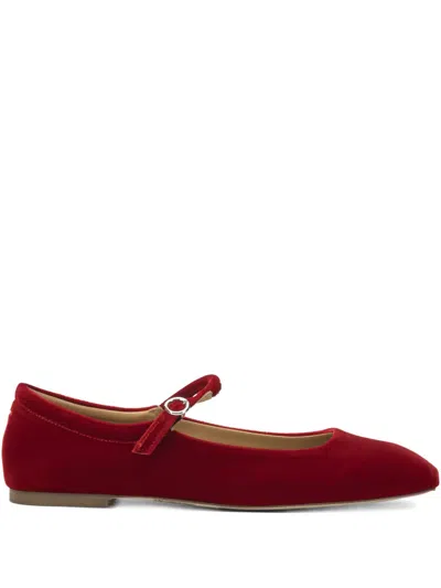Aeyde Uma Velvet Ballet Flats In Red