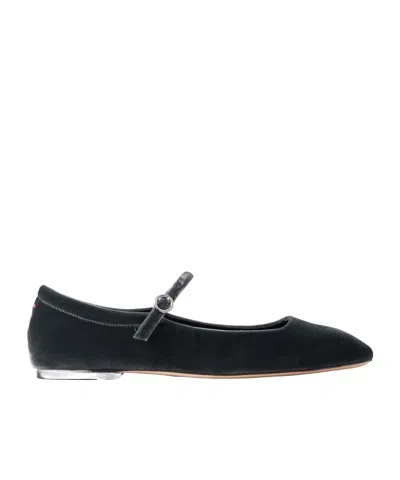 Aeyde Uma Velvet Mary Jane Ballet Flats In Black