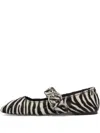 Aeyde Uma Zebra-pattern Ballet Flats In Black