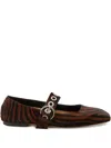 Aeyde Uma Eyelet Zebra Ponyhair Moka Flats Moka In Brown