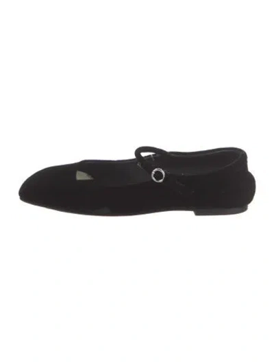 Pre-owned Aeyde Velvet Mary Jane Flats In Black