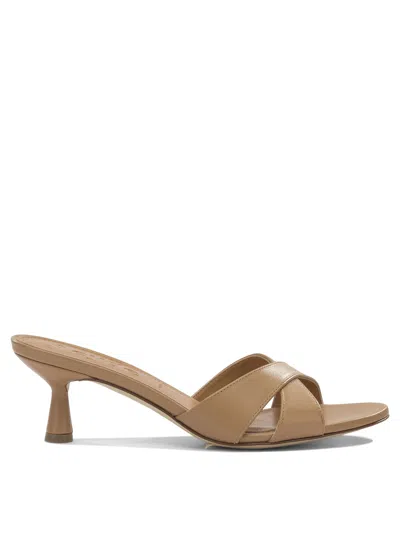 Aeyde Vero Sandals 50mm Mid Heel Cross Strap In Brown
