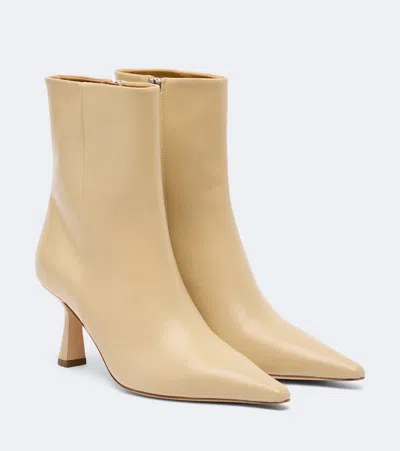 Aeyde Vivi Leather Ankle Boots In Beige