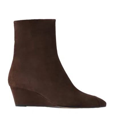 Aeyde Mia Cap 55 Wedge Suede Ankle Boots In Brown