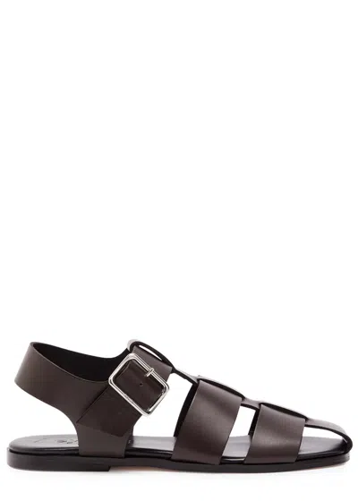 Aeyde Whit Leather Fisherman Sandals In Brown