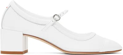 AEYDE WHITE ALINE MESH MARY-JANE HEELS