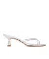 Aeyde Wilma Laminated Nappa Leather Silver Sandals In White