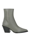 Aeyde Woman Ankle Boots Khaki Size 8 Calfskin In Gray