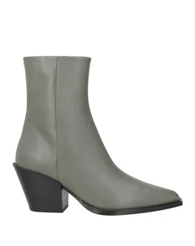 Aeyde Woman Ankle Boots Khaki Size 8 Calfskin In Gray