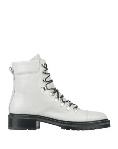 Aeyde Woman Ankle Boots Light Grey Size 8 Calfskin In White