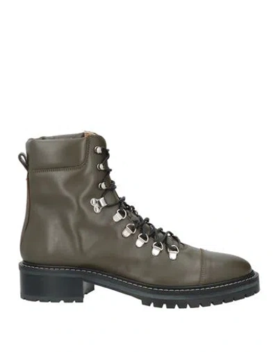 Aeyde Woman Ankle Boots Military Green Size 11 Leather