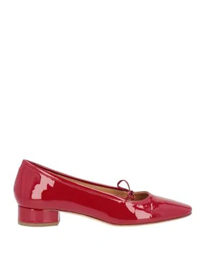 Aeyde Woman Ballet Flats Red Size 9 Leather