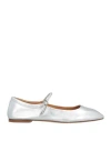 Aeyde Woman Ballet Flats Silver Size 11 Leather In Silver