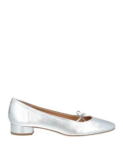 Aeyde Woman Ballet Flats Silver Size 12 Leather