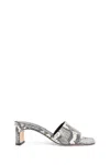 Aeyde Jeanie Snake-embossed Mule Sandals In Black&white