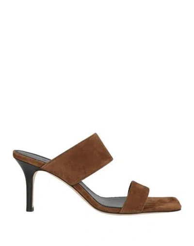 Aeyde Woman Sandals Brown Size 7 Leather