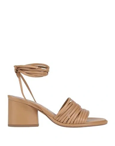 Aeyde Woman Sandals Camel Size 10.5 Soft Leather In Beige