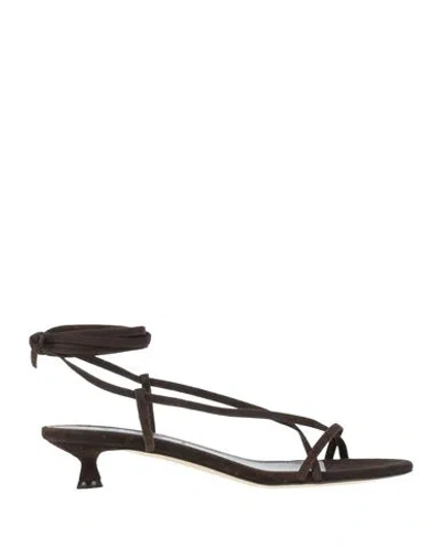 Aeyde Woman Sandals Dark Brown Size 8.5 Leather