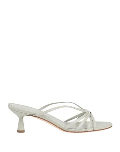 Aeyde Woman Sandals Light Green Size 7 Leather In White