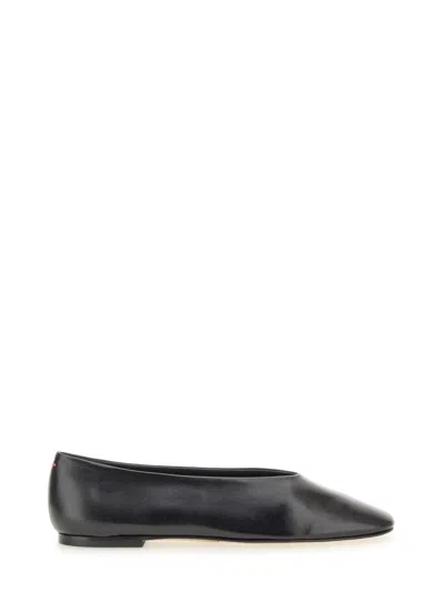 Aeyde Ida Leather Square-toe Ballerina Flats In Black