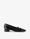 Aeyde Womens Black Darya Bow-embellished Leather Heeled Courts In Black