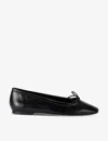 AEYDE AEYDE WOMENS BLACK DELFINA BOW-EMBELLISHED LEATHER BALLET FLATS