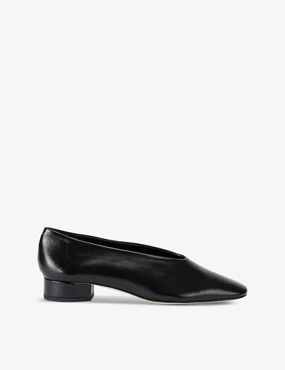 Aeyde Womens Black Delia Pointed-toe Leather Heeled Courts