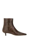 Aeyde Pointed Toe Ankle Boots With Kitten Heel In Brown