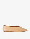 Aeyde Moa Leather Point-toe Flats In Camel