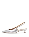 Aeyde Catrina Kitten Heel Slingback Pump In Silver
