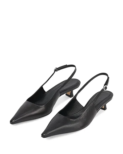 Aeyde "catrina" Leather Slingback Kitten Heel Pumps In Black
