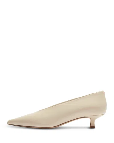 Aeyde Women's Clara Leather Kitten Heel Pumps In White