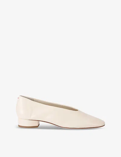Aeyde Womens Cream Delia Pointed-toe Leather Heeled Courts