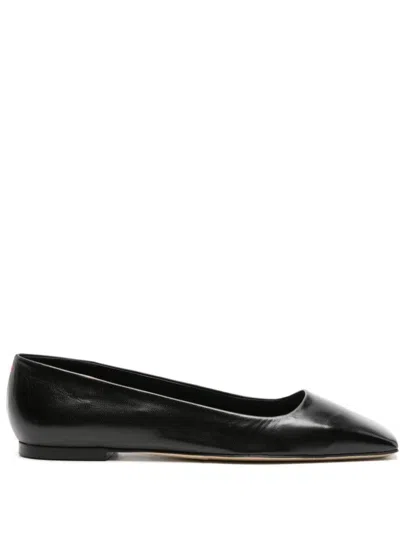 Aeyde Matti Leather Ballerina Shoes In Nero
