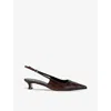 Aeyde Catrina 40 Snake-effect Leather Slingback Pumps In Dark Brown