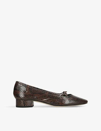 Aeyde Darya Snakeskin-effect Ballerina Pumps In Moka