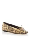 Aeyde Delfina Snake-effect Leather Flats In Latte