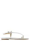 Aeyde Silver Ella Leather Toe-post Sandals In Metallic