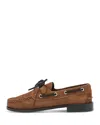 Aeyde Eyelet Lace Loafers Rubber Sole Suede Finish In Brown