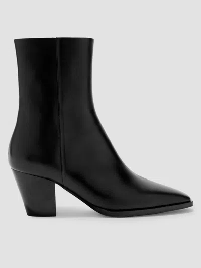 Aeyde Leather Zippered Ankle Boots In Animal Print