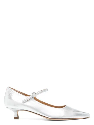 AEYDE WOMEN'S POLINA LAMINATED NAPPA LEATHER SILVER SANDAL