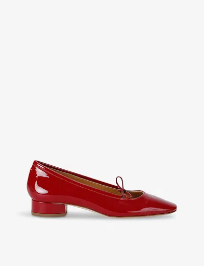 Aeyde Womens Red Darya 25 Bow-fastened Patent-leather Ballet Flats
