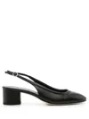 Aeyde Ingrid Patent And Textured-leather Slingback Pumps In Nero