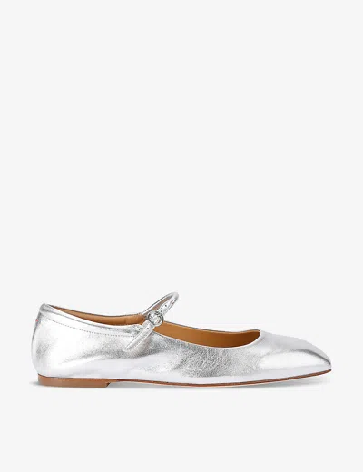 Aeyde Womens Silver Uma Square-toe Leather Pumps In Grey