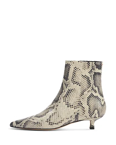 AEYDE WOMEN'S SOFIE POINTED TOE EMBOSSED KITTEN HEEL ANKLE BOOTS