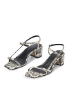 AEYDE WOMEN'S TASH SQUARE TOE SNAKE EMBOSSED BLOCK HEEL SANDALS