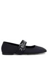 Aeyde Black Uma Eyelet Mary-jane Ballerina Flats In Multi